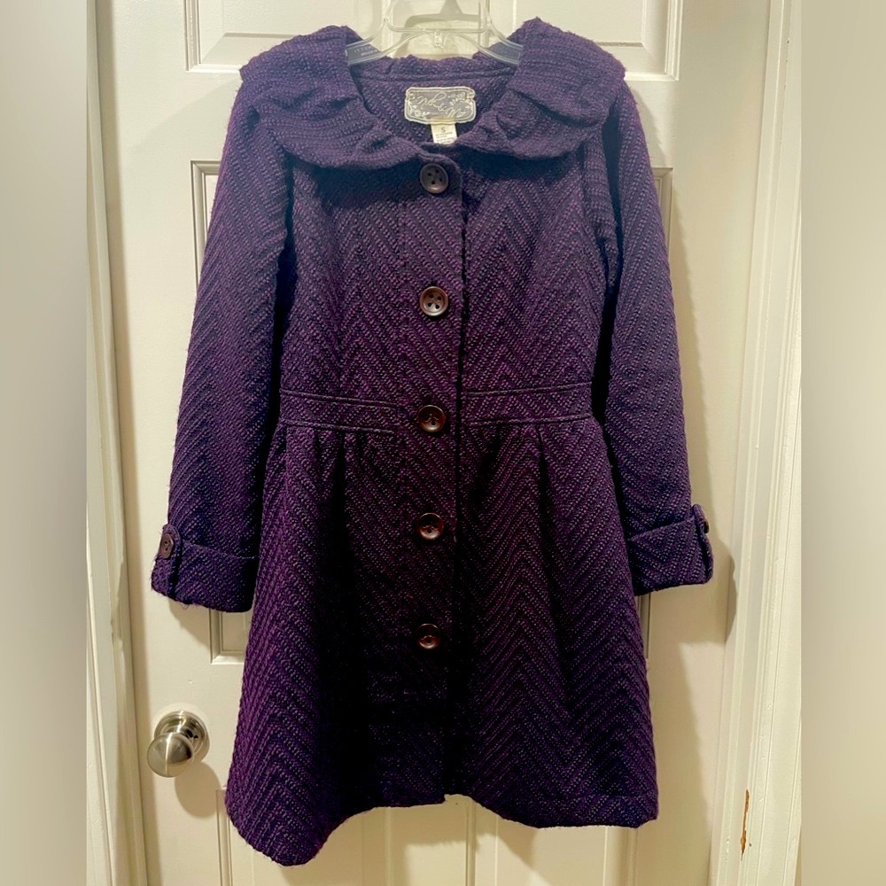 Nick& MO purple peplum polyester coat